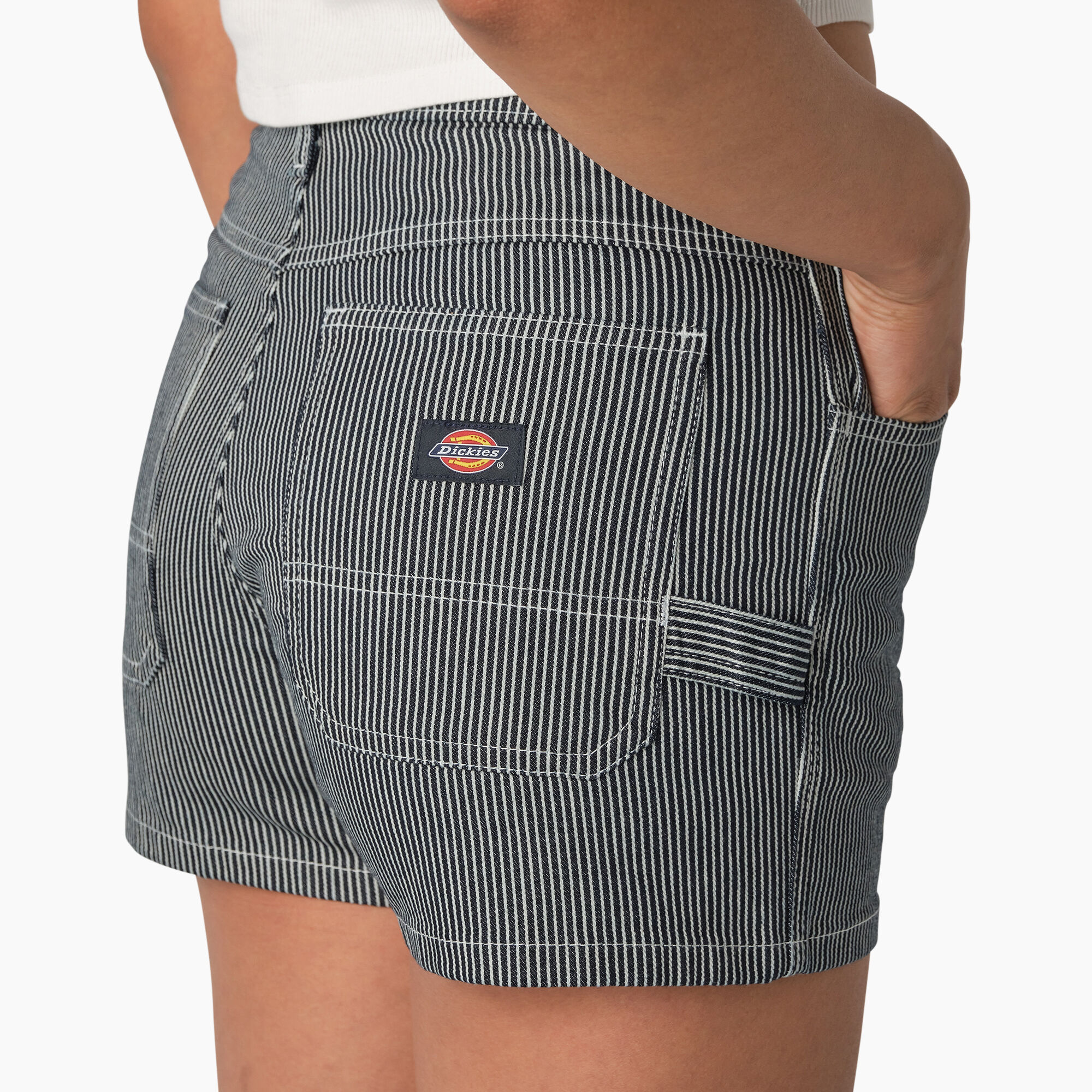 Women s Hickory Stripe Carpenter Shorts 3