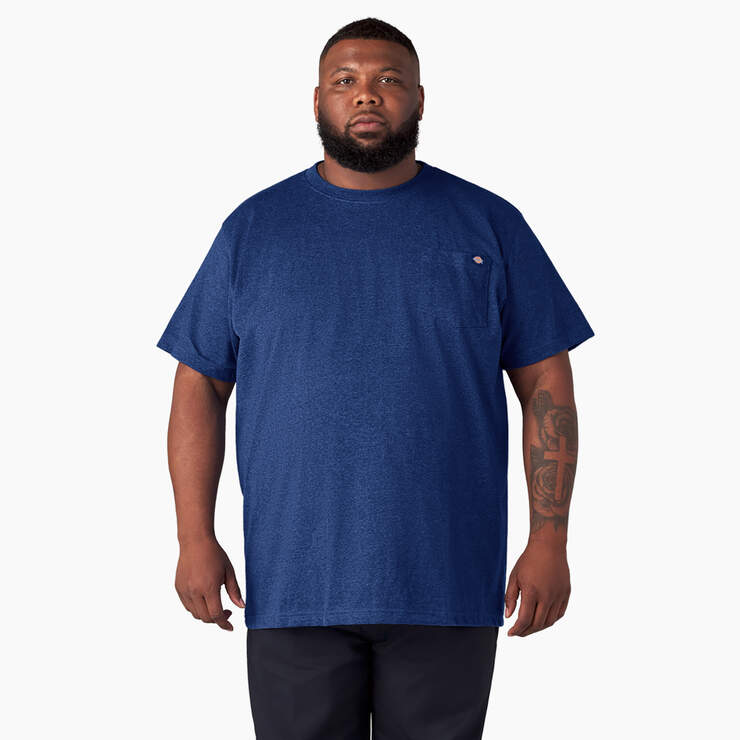 Heavyweight Heathered Short Sleeve Pocket T-Shirt - Limoges Blue Heather (OIH) image number 4
