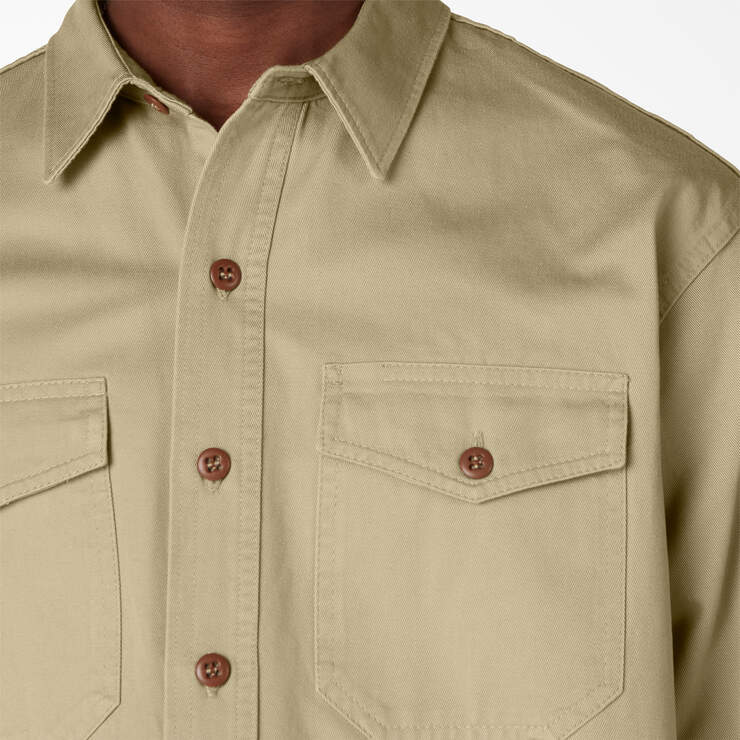 Dickies 1922 Long Sleeve Uniform Shirt - Rinsed Cramerton Khaki (RRK) image number 5