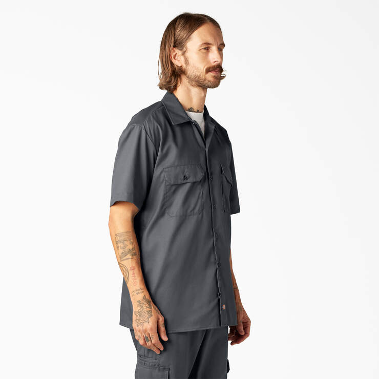FLEX Relaxed Fit Short Sleeve Work Shirt - Charcoal Gray (CH) image number 4