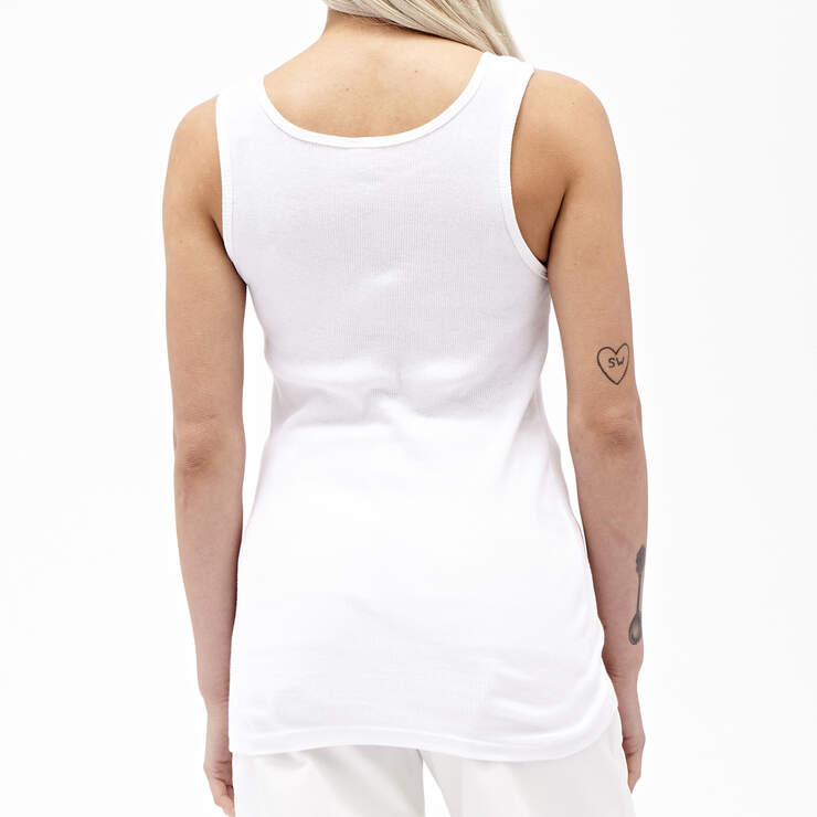 Dickies Girl Juniors' Icon Logo Solid Tank Top - White (WHT) image number 2