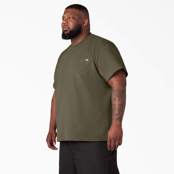 Heavyweight Short Sleeve Pocket T-Shirt - Military Green (ML) image number 7