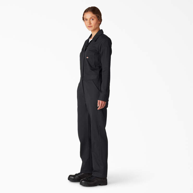 Women's Long Sleeve Coveralls - Black (BK) image number 3