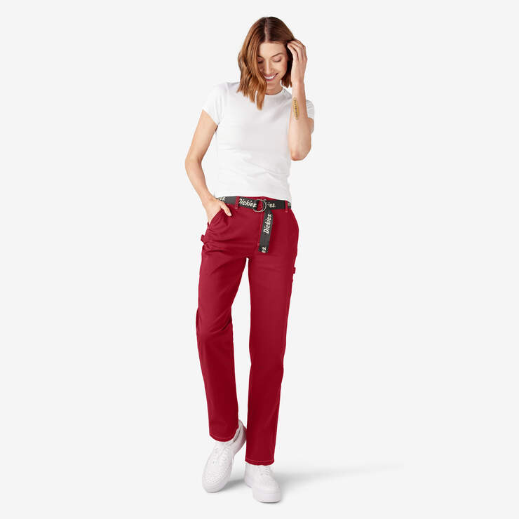 Women's Relaxed Fit Carpenter Pants - English Red (ER) image number 5