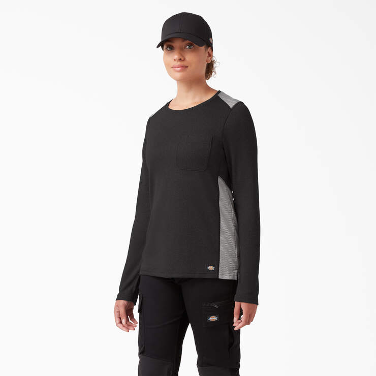 Women's Temp-iQ® 365 Long Sleeve Pocket T-Shirt - Black (KBK) image number 1