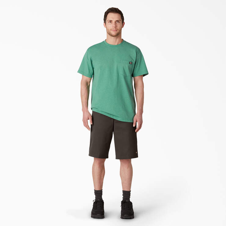 Loose Fit Flat Front Work Shorts, 13" - Dark Brown (DB) image number 7