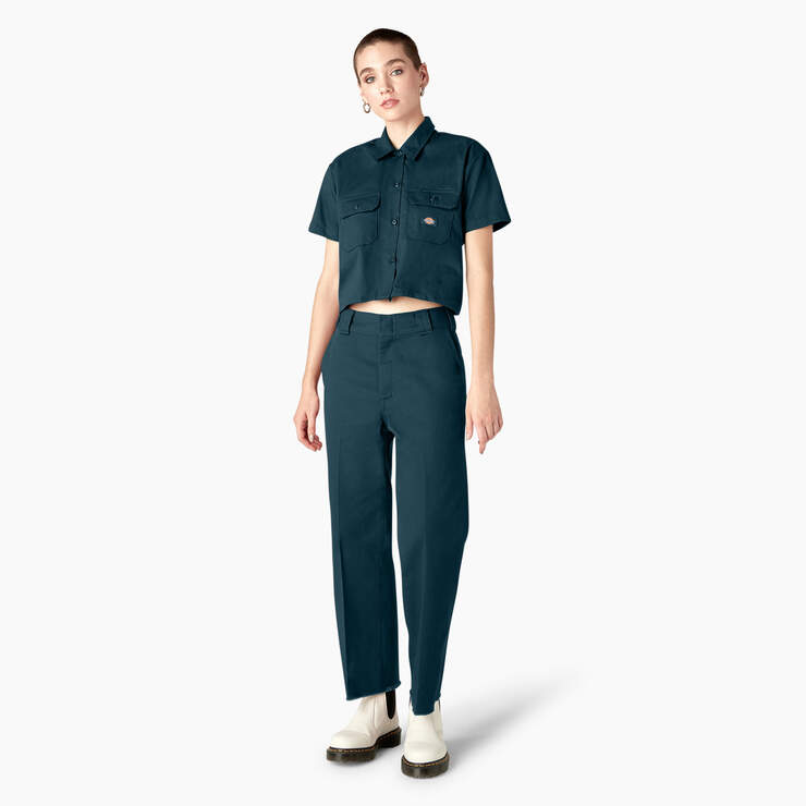 Women's Cropped Work Shirt - Reflecting Pond (YT9) image number 4