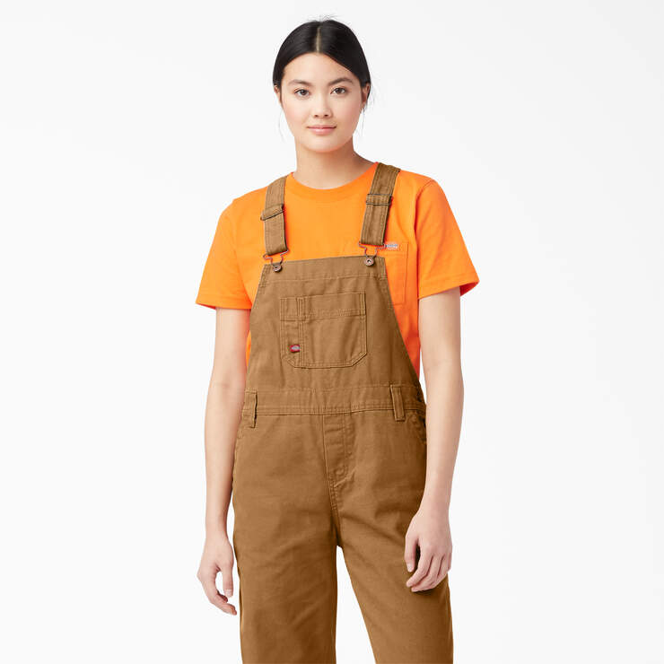 Women's Relaxed Fit Bib Overalls - Rinsed Brown Duck (RBD) image number 4