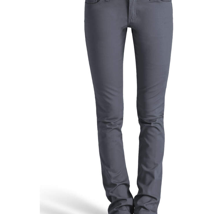 Dickies Girl Juniors' Classic 5-Pocket Skinny Pants - Charcoal Gray (CH) image number 1
