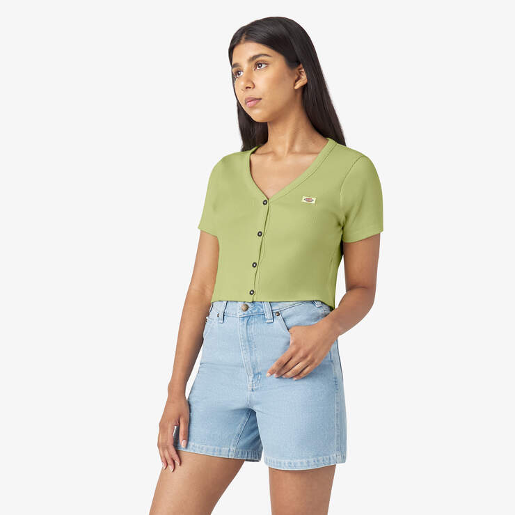 Women’s Short Sleeve Emporia Cardigan - Pale Green (AEG) image number 3