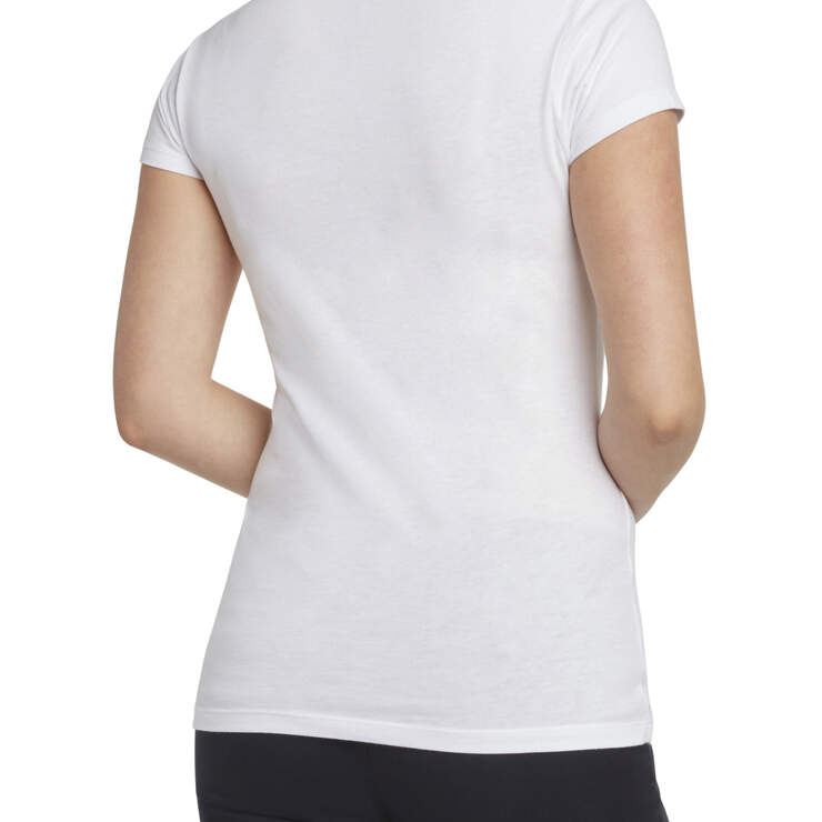 Dickies Girl Juniors' Short Sleeve V-Neck T-Shirt - White (WHT) image number 2