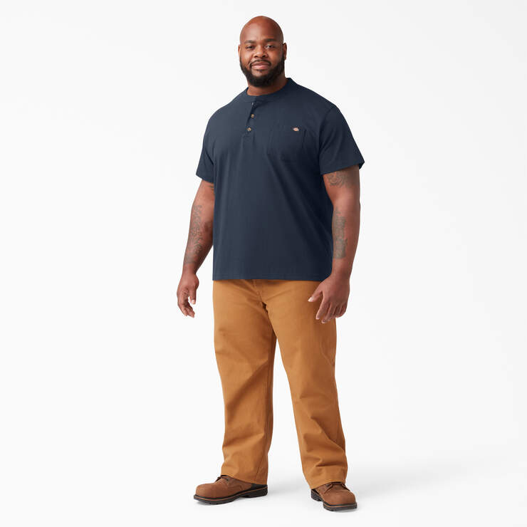 Heavyweight Short Sleeve Henley T-Shirt - Dark Navy (DN) image number 8