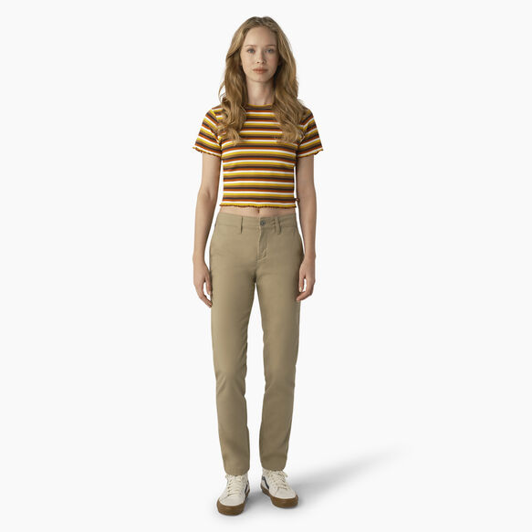 Women&#39;s Striped Cropped Baby T-Shirt - Ginger Honey Baby Stripe &#40;GSN&#41;