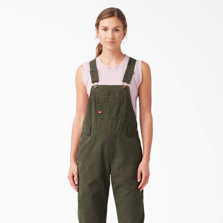 Women's Relaxed Fit Bib Overalls - Rinsed Moss Green (RMS) image number 4