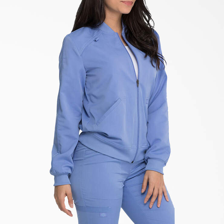 Women's Balance Zip Front Scrub Jacket - Ceil Blue (CBL) image number 4