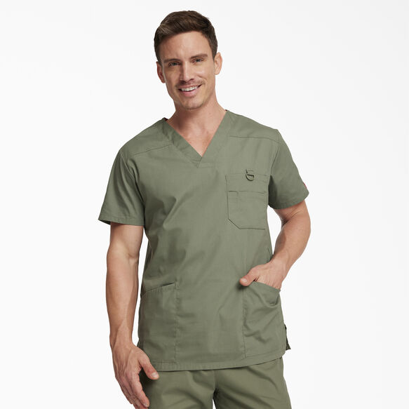 Men's EDS Signature V-Neck Scrub Top - OLIVE (OLI)