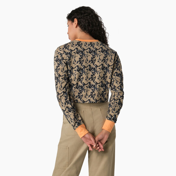 Women&#39;s Long Sleeve Camo Cropped T-Shirt - Desert Sand Glitch Camo &#40;DHD&#41;