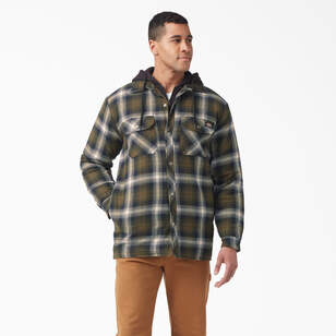 Water Repellent Flannel Hooded Shirt Jacket