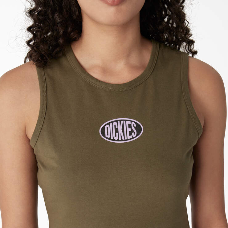 Women's Racerback Cropped Tank Top - Military Green (ML) image number 5