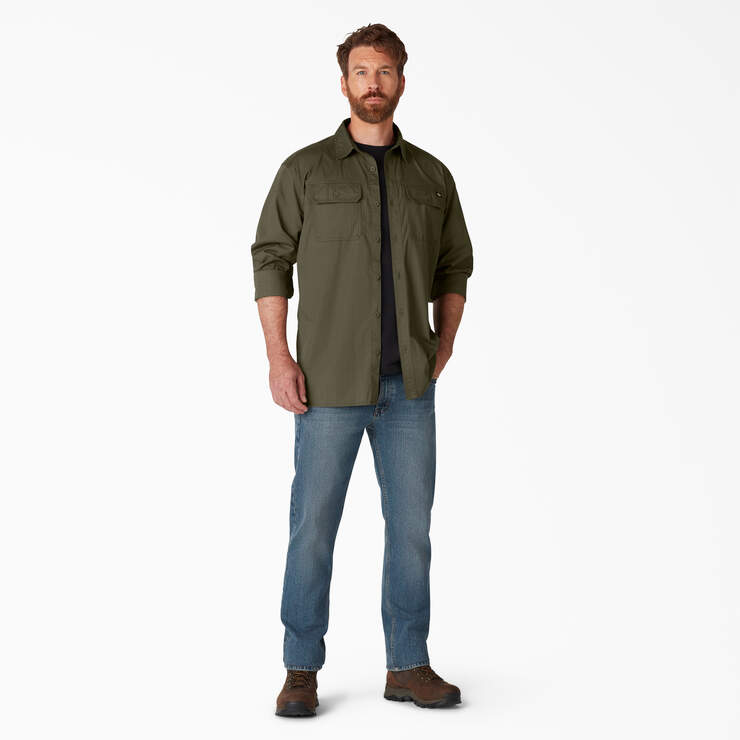 FLEX Ripstop Long Sleeve Shirt - Rinsed Military Green (RML) image number 4