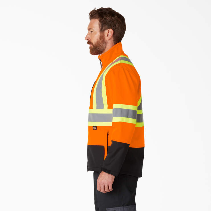 Hi Vis Safety Softshell Jacket - ANSI Orange (AO) image number 3