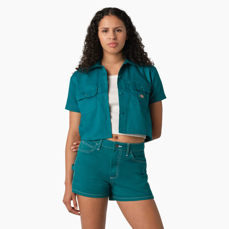 Women's Cropped Work Shirt - Deep Lake (DL2) image number 1
