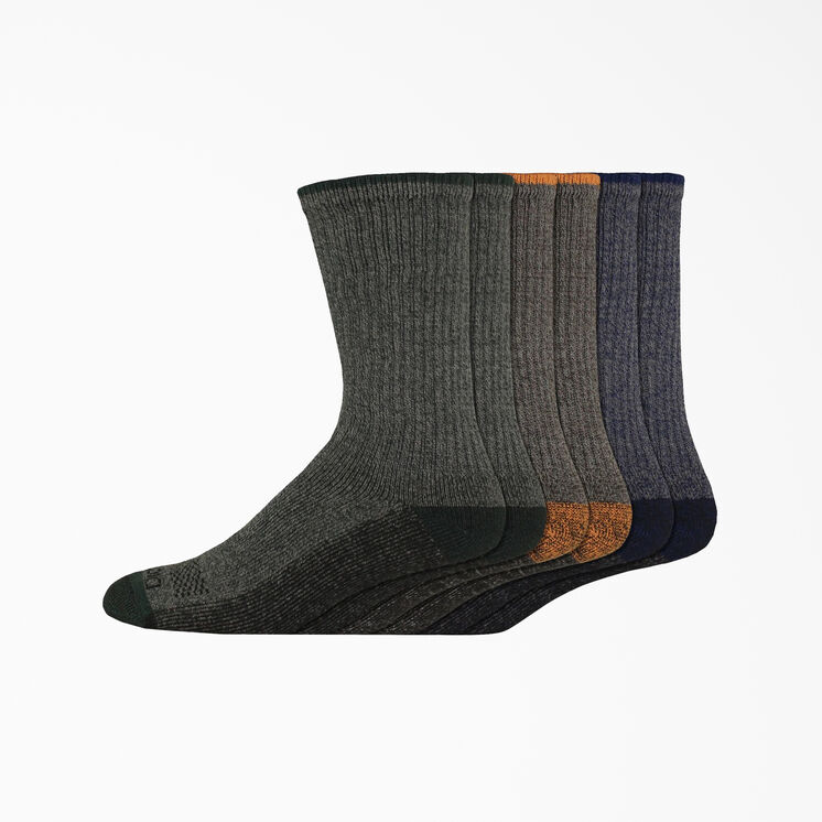 Moisture Control Crew Work Socks, Size 6-12, 6-Pack - Dark Assorted (AS9)