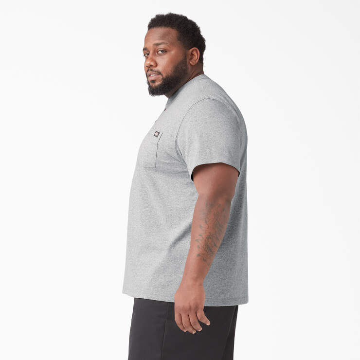 Heavyweight Short Sleeve Henley T-Shirt - Heather Gray (HG) image number 6