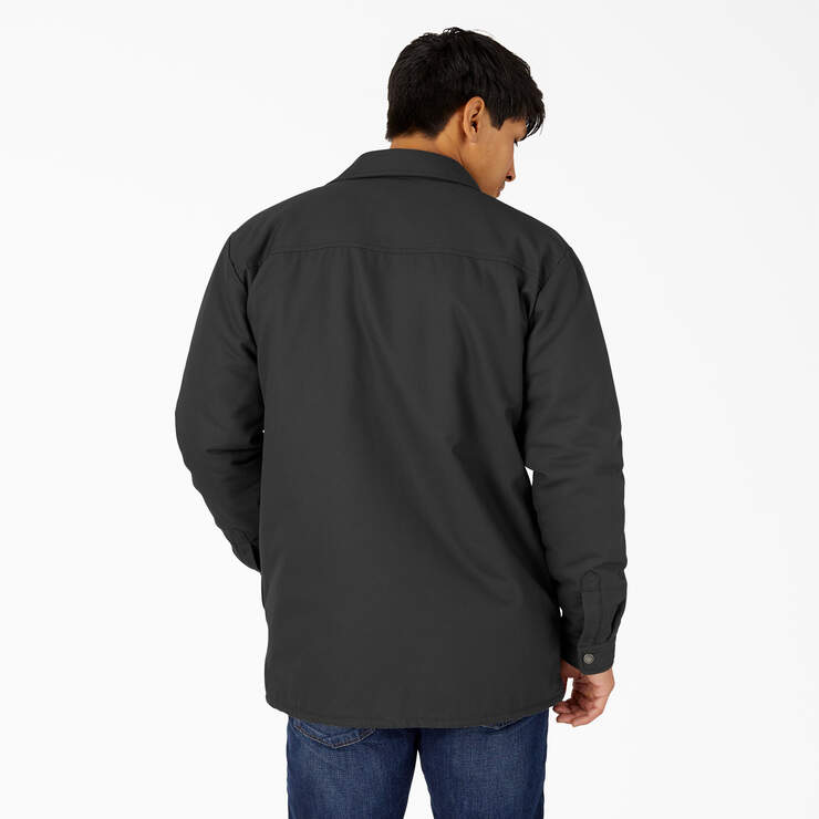 Flannel Lined Duck Shirt Jacket - Black (BK) image number 2