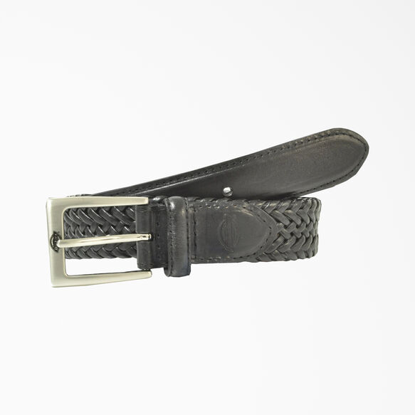 Leather V-Weave Braided Belt - BLACK (BK)
