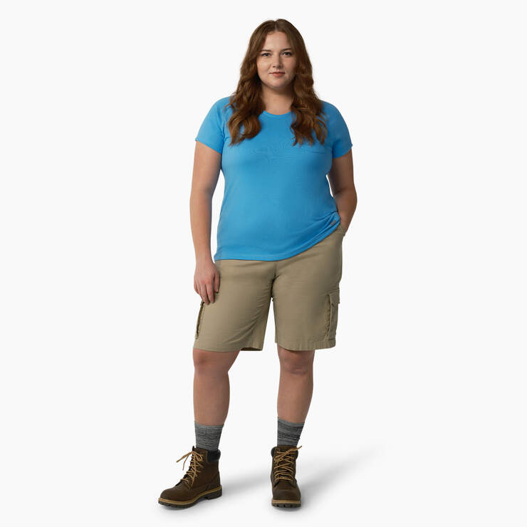 Women's Plus Cooling Short Sleeve Pocket T-Shirt - Azure Blue (AB2) image number 4