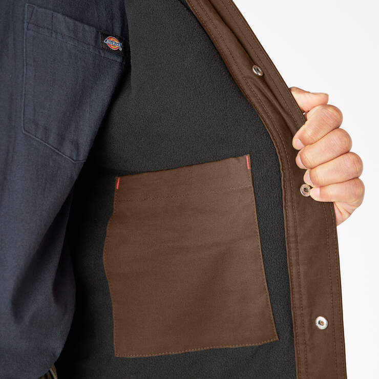 Water Repellent Fleece-Lined Duck Shirt Jacket - Timber Brown (TB) image number 8