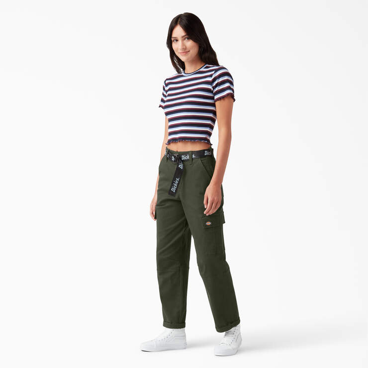 Women's Relaxed Fit Cropped Cargo Pants - Olive Green (OG) image number 4
