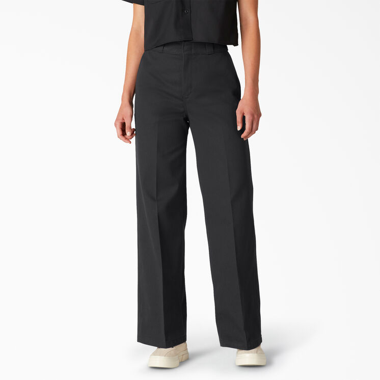 Women&#39;s Regular Fit Wide Leg Work Pants - Stonewashed Black &#40;SBK&#41;