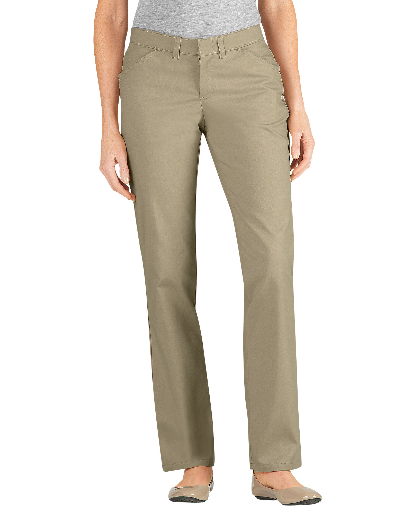 Women's Premium Curvy Straight Flat Front Pants Desert Khaki | Womens ...