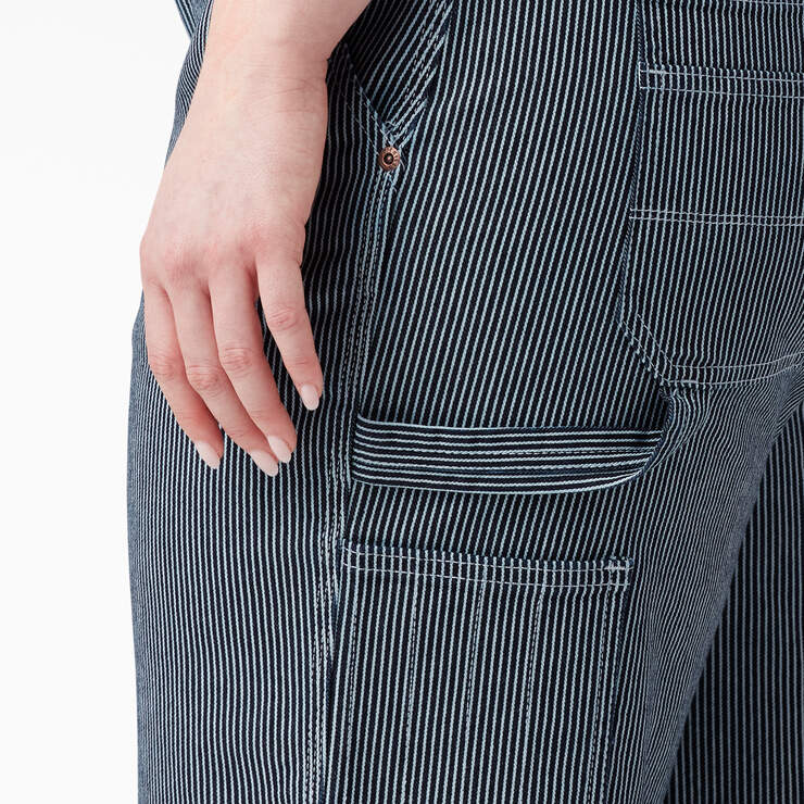 Women's Plus Hickory Stripe Carpenter Shorts - Rinsed Hickory Stripe (RHS) image number 6