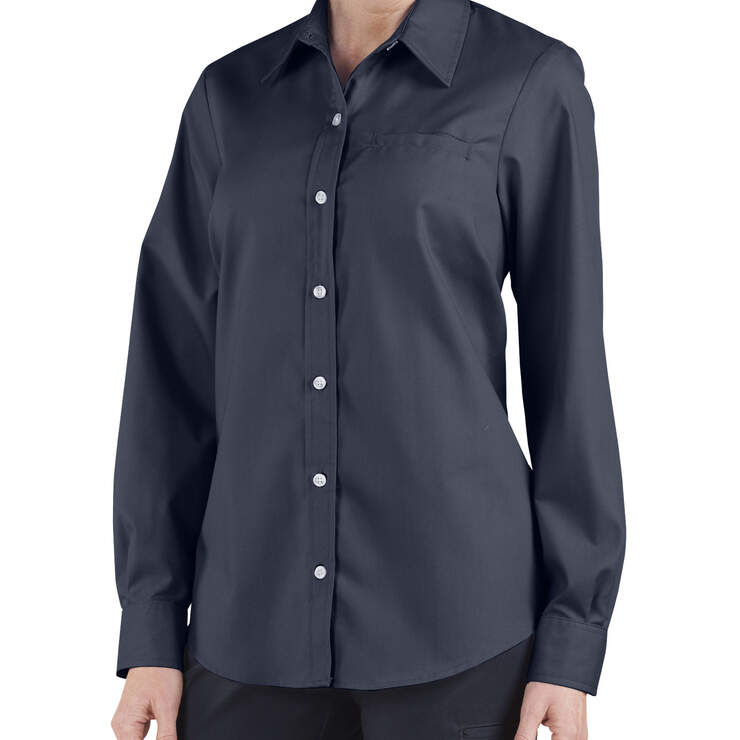 Women's Stretch Poplin Long Sleeve Shirt - Dark Navy (DN) image number 1