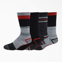 Striped Crew Socks, Size 6-12, 4-Pack - Red/Gray Stripe (RRS)