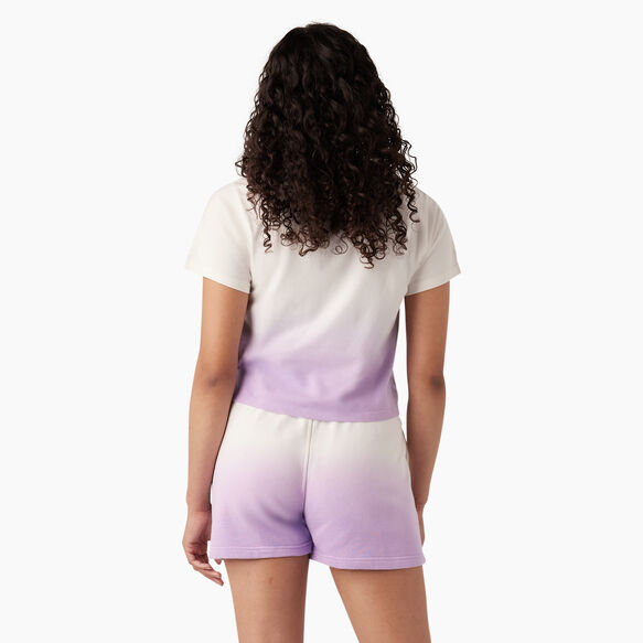 Women&rsquo;s Cropped Ombre T-Shirt - Cloud/Purple Rose Dip Dye &#40;CUD&#41;