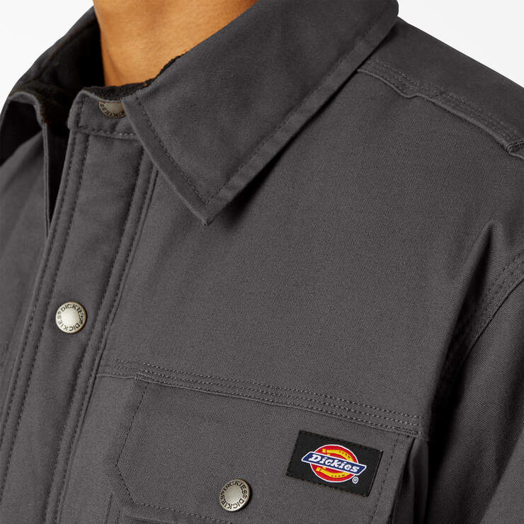 Water Repellent Fleece-Lined Duck Shirt Jacket - Slate Gray (SL) image number 6