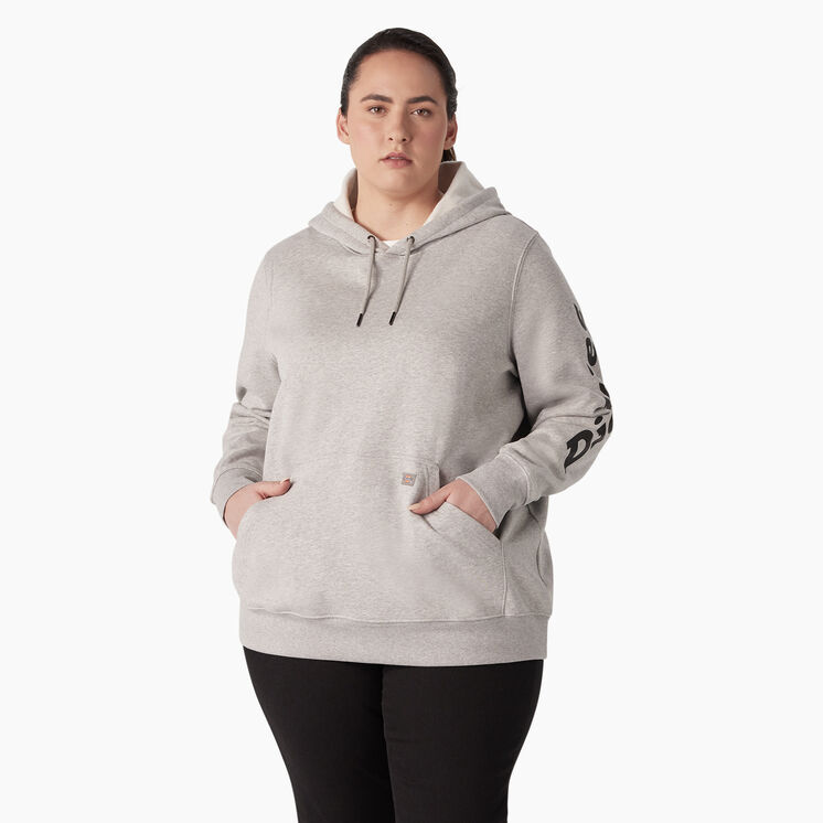 Women&#39;s Plus Heavyweight Logo Sleeve Hoodie - Heather Gray &#40;HG&#41;