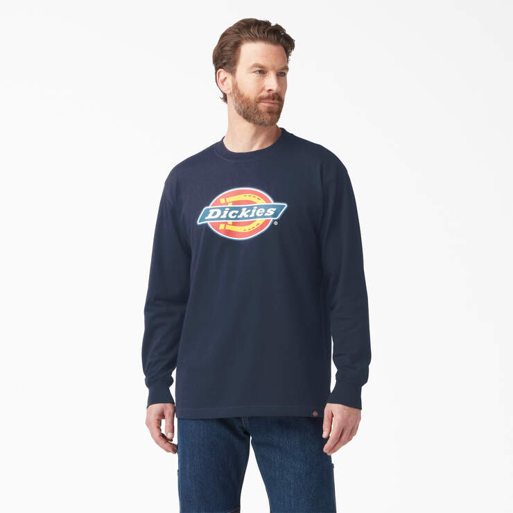 Tri-Color Logo Graphic Long Sleeve T-Shirt - Dark Navy (DN) image number 1