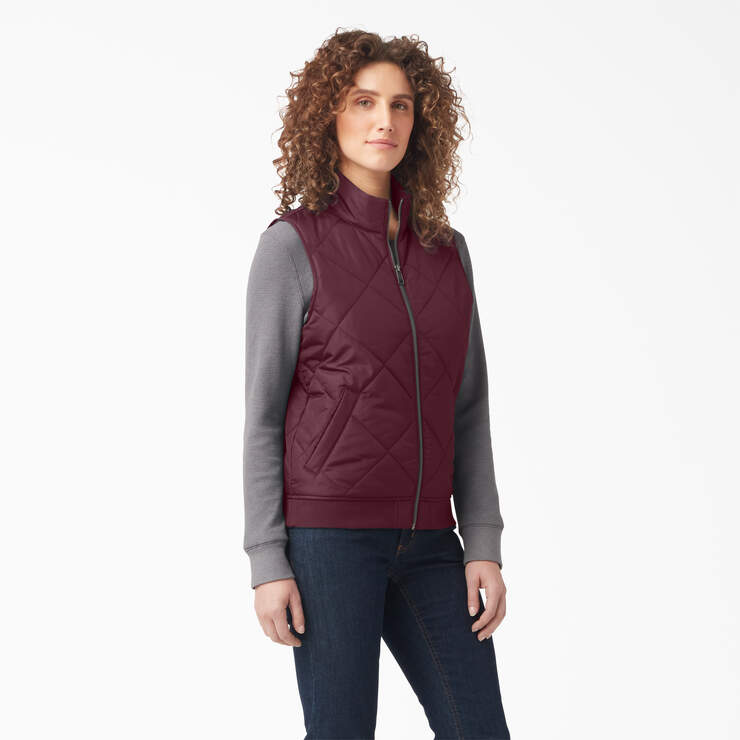 Women's Quilted Vest - Burgundy (BY) image number 1