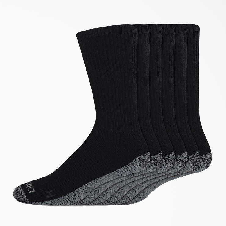 Work Crew Socks, Size 6-12, 6-Pack - Black (BK) image number 1