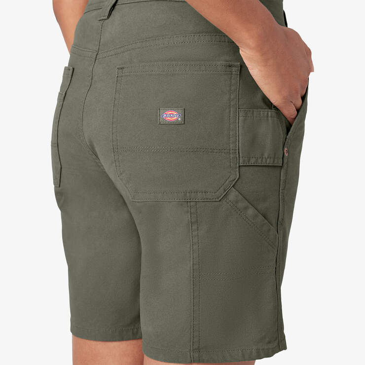 Women’s Duck Carpenter Shorts, 7" - Rinsed Moss Green (RMS) image number 7