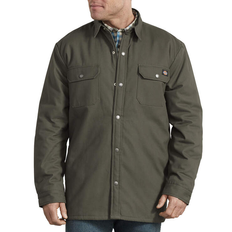 Plaid Lined Shirt Jacket - Moss Green (MS) image number 1