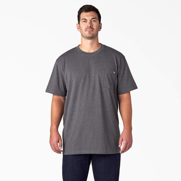 Heavyweight Heathered Short Sleeve Pocket T-Shirt - Charcoal Gray Heather (CGH) image number 4