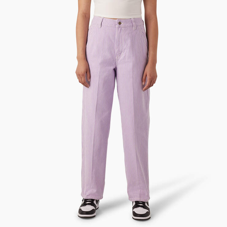 Women's Regular Fit Hickory Stripe Pants - Purple Rose (UR2) image number 1
