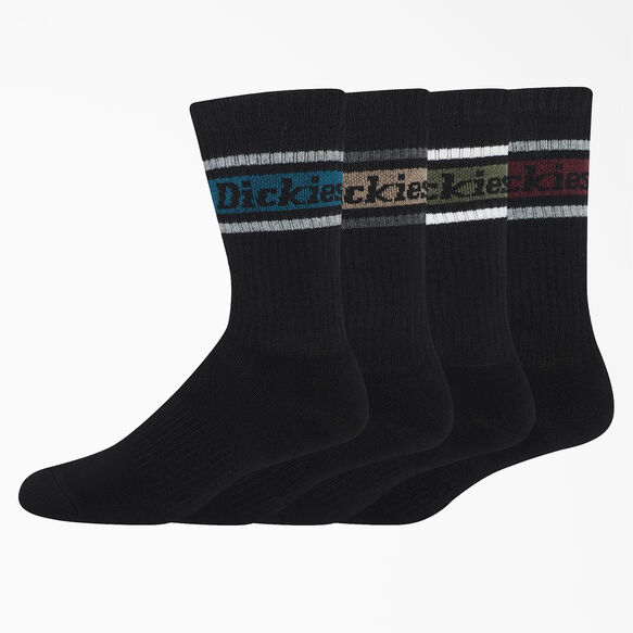 Rugby Stripe Socks, Size 6-12, 4-Pack - Black/Fall Stripe &#40;BSF&#41;