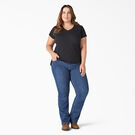 Women&#39;s Plus Short Sleeve V-Neck T-Shirt - Black &#40;KBK&#41;